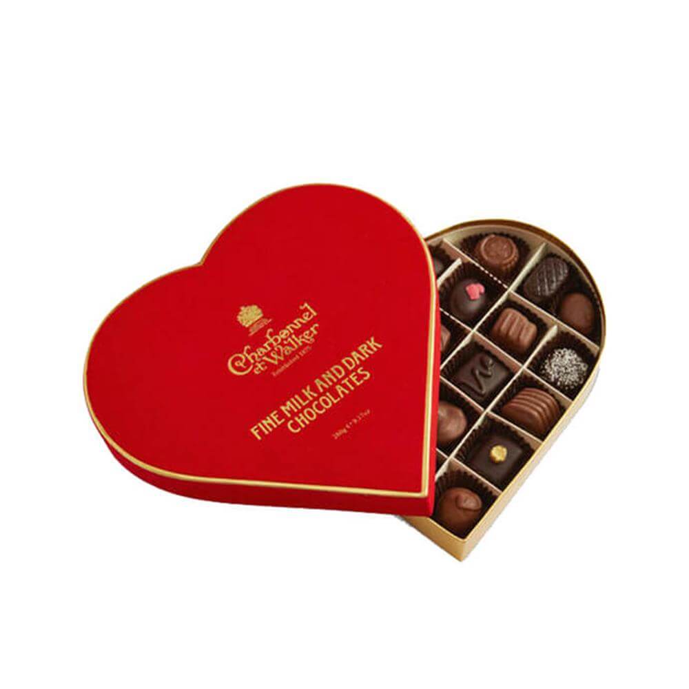 Charbonnel et Walker Red Velvet Decadence Heart of Milk and Dark Chocolates - Without Alcohol